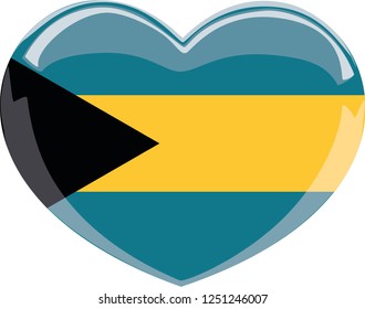 Bahamas flag, vector, heart shape, sticker