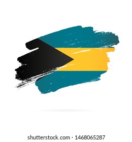 Bahamas flag. Vector illustration on a white background. Brush strokes are drawn by hand.