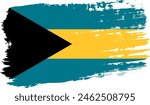 Bahamas flag, wide brush stroke on transparent background, vector.
