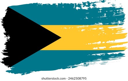 Bahamas flag, wide brush stroke on transparent background, vector.