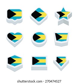 bahamas flags icons and button set nine styles