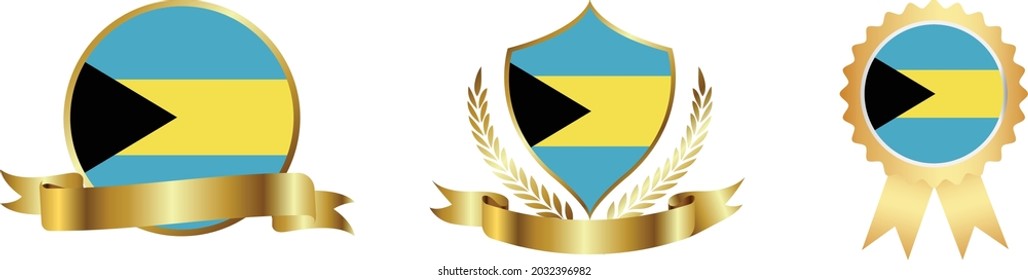 Bahamas flags. Symbols of countries map
