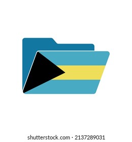 Bahamas. Icono de carpeta con la bandera de Bahamas. Iconos de carpetas vectoriales con marcas. Aislado sobre fondo blanco
