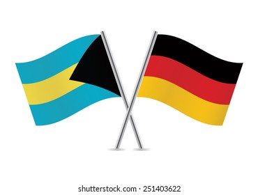 Bahamas and German flags. Vector illustration.