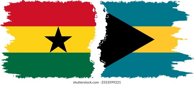 Bahamas and Ghana grunge flags connection, vector