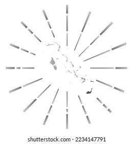 Bahamas gradiented sunburst. Map of the country with colorful star rays. Bahamas illustration in digital, technology, internet, network style. Vector illustration.