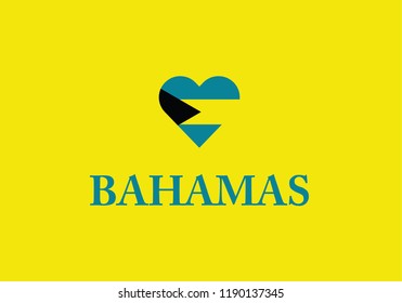 Bahamas heart shape love symbol national flag country emblem