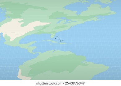 The Bahamas highlighted on a detailed map, geographic location of The Bahamas. Vector Map.