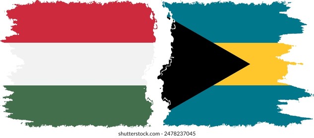 Bahamas and Hungary grunge flags connection, vector