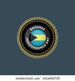 Bahamas Independence Day Vector Template Design.Bahamas Independence Day gold emblem