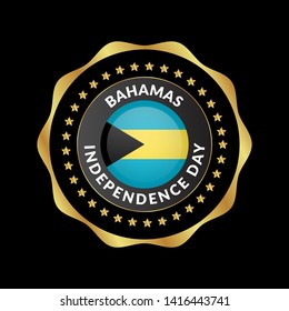 Bahamas Independence Day Vector Template Design.Bahamas Independence Day gold emblem