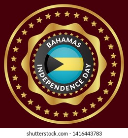 Bahamas Independence Day Vector Template Design.Bahamas Independence Day gold emblem