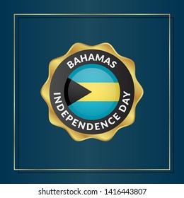 Bahamas Independence Day Vector Template Design.Bahamas Independence Day gold emblem