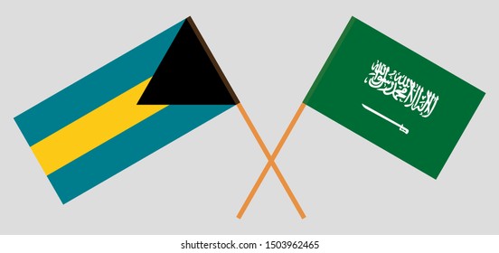 Bahamas and the Kingdom of Saudi Arabia. Crossed Bahamian and KSA flags