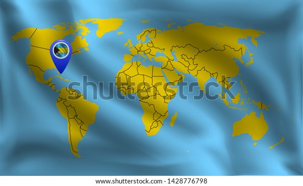 Bahamas Location Mark On World Map Stock Vector Royalty Free
