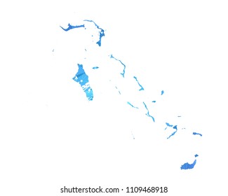 The Bahamas Map - Abstract geometric rumpled triangular low poly style gradient graphic on white background , line dots polygonal design for your . Vector illustration eps 10.