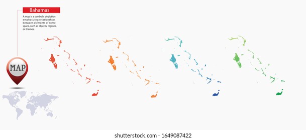 Die Bahamas-Karte - Abstrakte geometrisch geplünderte dreieckige Low-Poly-Farbverlauf-Grafik auf weißem Hintergrund , Linien Punkte polygonal Design für Ihre . Vektorillustration, Abbildung eps10.
