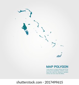 Bahamas Map Abstract geometric rumpled triangular low poly style gradient graphic on white background