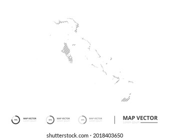 Die Bahamas-Karte abstrakte Linie grau auf weißem Hintergrund, Vektorgrafik zur Präsentation. Kreatives Konzept für Infografik.