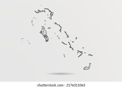 Bahamas Map - Abstract mash line and point scales on white background with World Map. Wire Frame 3D mesh polygonal network line, design sphere, dot and structure - Vector illustration eps 10