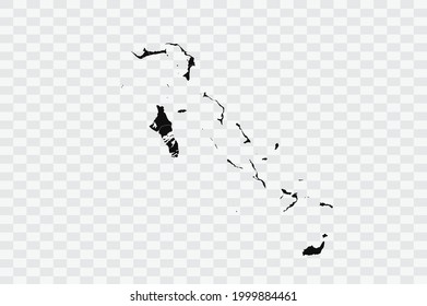 Bahamas Map black Color on Backgound png