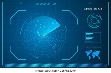 The Bahamas map of blue digital frame technology radar vector HUD, GUI, UI interface.