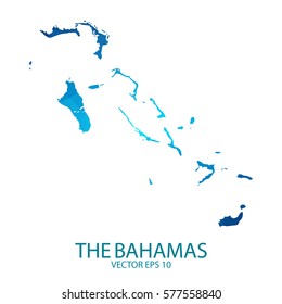 The Bahamas map - blue geometric rumpled triangular low poly style gradient graphic background , polygonal design for your . Vector illustration eps 10.