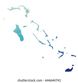 The Bahamas map - blue geometric rumpled triangular low poly style gradient graphic background