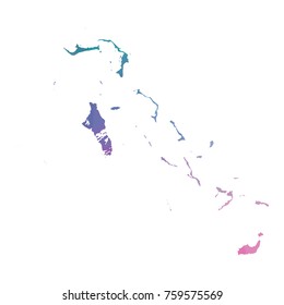 bahamas map. Blue and Pink polygonal shape vector illustration on white background. Vector illustration eps 10.