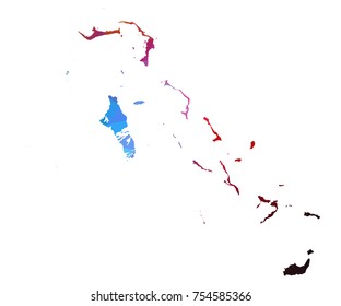 bahamas map. Blue and Red polygonal shape vector illustration on white background. Vector illustration eps 10.