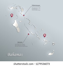 Bahamas map blue white card paper 3D vector