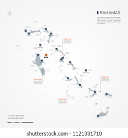 The Bahamas map with borders, cities, capital Nassau and administrative divisions. Infographic vector map. Editable layers clearly labeled.
