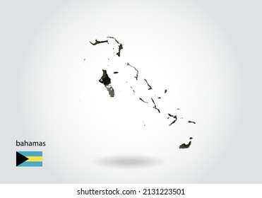 mapa de bahamas con patrón de camuflaje, textura verde forestal en el mapa. Concepto militar para el ejército, los soldados y la guerra. escudo de armas, bandera.