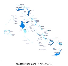 Mapa de Bahamas. Regiones de ciudades Ejemplo vectorial