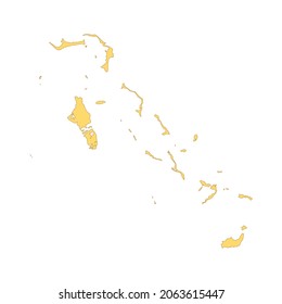 Bahamas map color line element. Border of the country. UI UX GUI design element. Editable stroke.