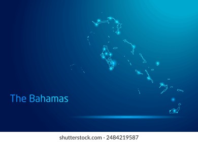 Mapa de Bahamas - concepto de tecnología de la comunicación, gráfico de bajo poli.