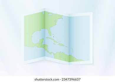 Mapa de Bahamas, papel doblado con mapa de Bahamas. Ilustración vectorial.