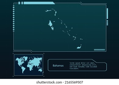 Bahamas Map Futuristic  infographic Map element collection background