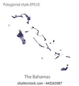 Bahamas map in geometric polygonal style.Abstract gems triangle,modern design background.Vector illustration EPS10
