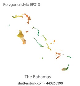 Bahamas map in geometric polygonal style.Abstract gems triangle,modern design background.Vector illustration EPS10