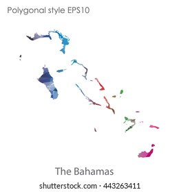 Bahamas map in geometric polygonal style.Abstract gems triangle,modern design background.Vector illustration EPS10