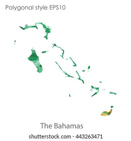 Bahamas map in geometric polygonal style.Abstract gems triangle,modern design background.Vector illustration EPS10