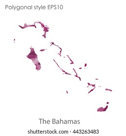 Bahamas map in geometric polygonal style.Abstract gems triangle,modern design background.Vector illustration EPS10