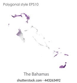Bahamas map in geometric polygonal style.Abstract gems triangle,modern design background.Vector illustration EPS10