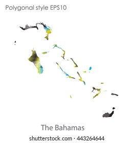 Bahamas map in geometric polygonal style.Abstract gems triangle,modern design background.Vector illustration EPS10