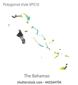 Bahamas map in geometric polygonal style.Abstract gems triangle,modern design background.Vector illustration EPS10