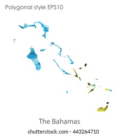 Bahamas map in geometric polygonal style.Abstract gems triangle,modern design background.Vector illustration EPS10