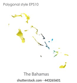 Bahamas map in geometric polygonal style.Abstract gems triangle,modern design background.Vector illustration EPS10