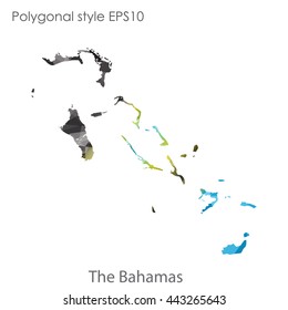 Bahamas map in geometric polygonal style.Abstract gems triangle,modern design background.Vector illustration EPS10