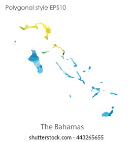 Bahamas map in geometric polygonal style.Abstract gems triangle,modern design background.Vector illustration EPS10